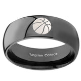 10mm Basketball Dome Black Tungsten Carbide Mens Engagement Band