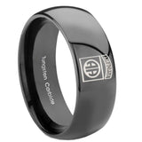 10mm Army Airborn Dome Black Tungsten Carbide Mens Wedding Ring