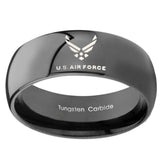 10MM Classic Dome US Air Force Shiny Black Tungsten Carbide Men's Ring