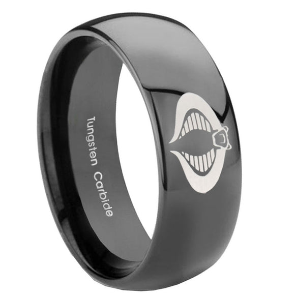 10mm Cobra Dome Black Tungsten Carbide Men's Bands Ring