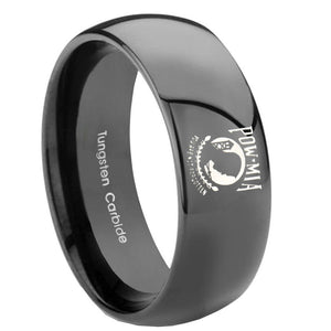 10mm Military Pow Dome Black Tungsten Carbide Men's Bands Ring