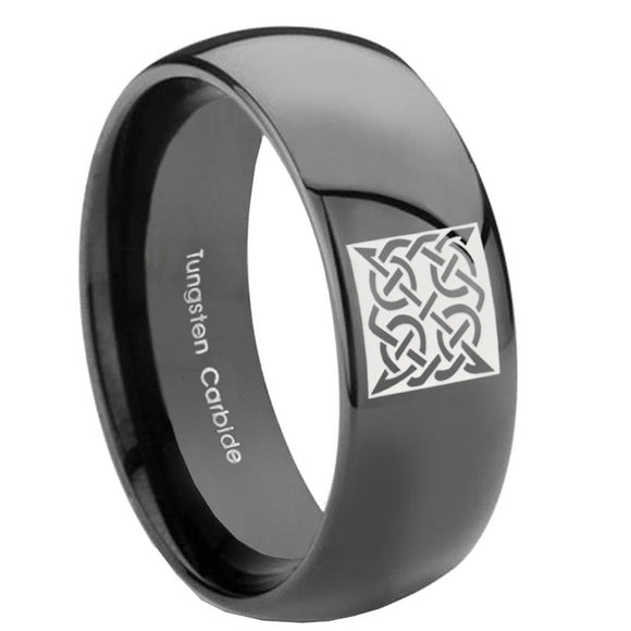 10mm Celtic Design Dome Black Tungsten Carbide Men's Bands Ring