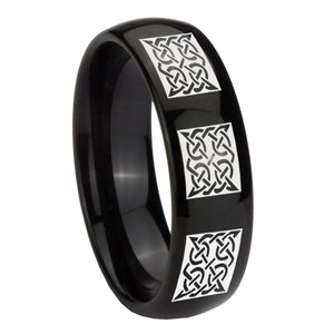 10mm Multiple Celtic Dome Black Tungsten Carbide Men's Promise Rings