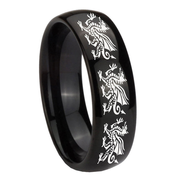 10mm Multiple Dragon Dome Black Tungsten Carbide Men's Engagement Ring