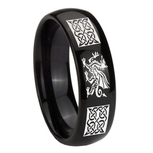 10mm Multiple Dragon Celtic Dome Black Tungsten Carbide Wedding Band Ring