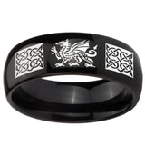 10mm Multiple Dragon Celtic Dome Black Tungsten Carbide Wedding Band Ring