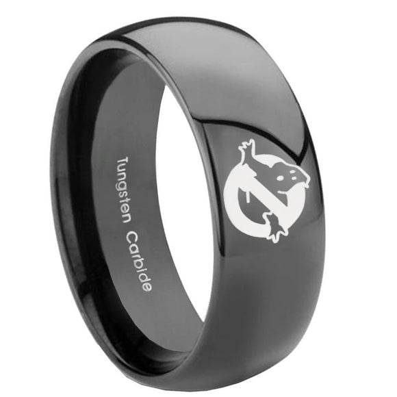 10mm Ghostbusters Dome Black Tungsten Carbide Mens Engagement Ring