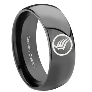 10MM Classic Dome Mass Effect Shiny Black Tungsten Carbide Men's Ring