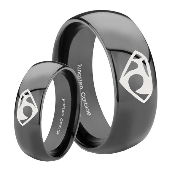 Bride and Groom House of Van Dome Black Tungsten Mens Engagement Band Set