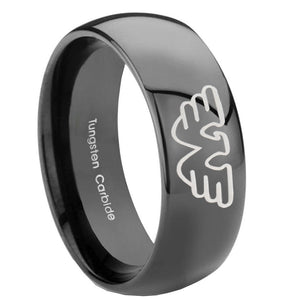 10mm Waylon Jennings Dome Black Tungsten Carbide Engraved Ring