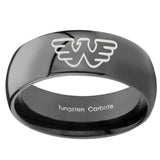 10mm Waylon Jennings Dome Black Tungsten Carbide Engraved Ring