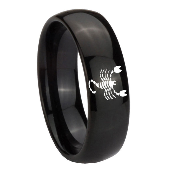 10mm Scorpio Zodiac Horoscope Dome Black Tungsten Carbide Mens Ring Engraved