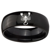 10mm Scorpio Zodiac Horoscope Dome Black Tungsten Carbide Mens Ring Engraved