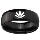 10mm Marijuana Leaf Dome Black Tungsten Carbide Men's Engagement Ring