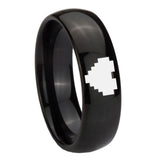 10MM Classic Dome Zelda Heart Shiny Black Tungsten Carbide Men's Ring