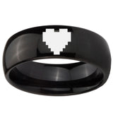 10MM Classic Dome Zelda Heart Shiny Black Tungsten Carbide Men's Ring