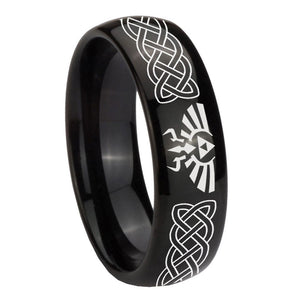 10mm Celtic Zelda Dome Black Tungsten Carbide Mens Promise Ring