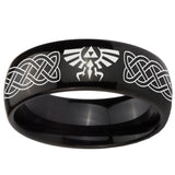 10mm Celtic Zelda Dome Black Tungsten Carbide Mens Promise Ring