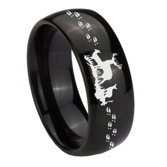 10mm Deer Hunting Dome Black Tungsten Carbide Mens Anniversary Ring