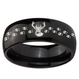 10mm Deer Antler Dome Black Tungsten Carbide Mens Anniversary Ring
