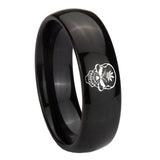 10mm Skull Marijuana Leaf  Dome Black Tungsten Carbide Men's Promise Rings