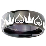 10mm Hearts and Crowns Dome Black Tungsten Carbide Mens Ring Personalized