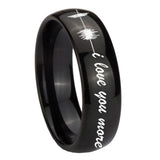 10mm Sound Wave, I love you more Dome Black Tungsten Carbide Mens Wedding Band