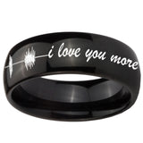 10mm Sound Wave, I love you more Dome Black Tungsten Carbide Mens Wedding Band