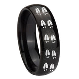 10mm Deer Tracks Dome Black Tungsten Carbide Mens Wedding Ring