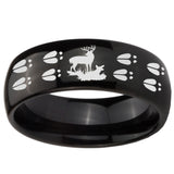 10mm Deer Hunting Tracks Dome Black Tungsten Carbide Personalized Ring