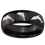 10mm Dolphins Dome Black Tungsten Carbide Wedding Bands Ring