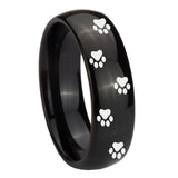 10mm Paw Print Dome Black Tungsten Carbide Men's Wedding Band