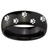 10mm Paw Print Dome Black Tungsten Carbide Men's Wedding Band