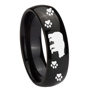 10mm Bear and Paw Dome Black Tungsten Carbide Wedding Band Mens