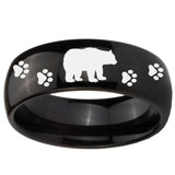 10mm Bear and Paw Dome Black Tungsten Carbide Wedding Band Mens