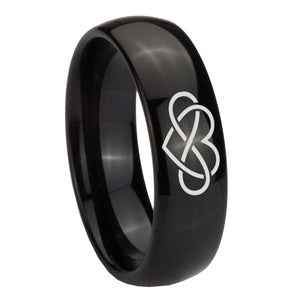 10mm Infinity Love Dome Black Tungsten Carbide Men's Wedding Ring
