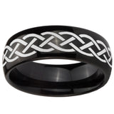 10mm Celtic Knot Dome Black Tungsten Carbide Mens Anniversary Ring