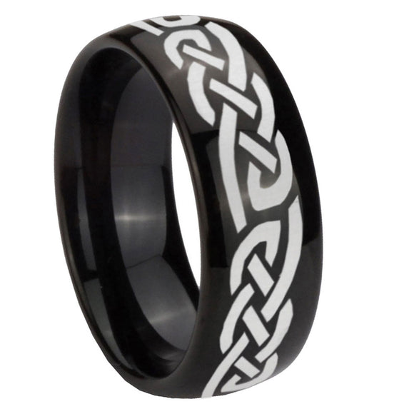 10mm Celtic Knot Infinity Love Dome Black Tungsten Carbide Mens Anniversary Ring