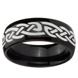 10mm Celtic Knot Infinity Love Dome Black Tungsten Carbide Mens Anniversary Ring