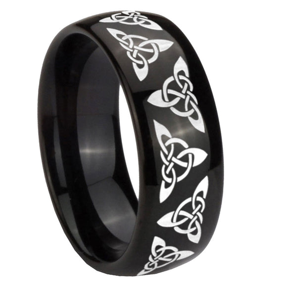 10mm Celtic Knot Dome Black Tungsten Carbide Mens Anniversary Ring