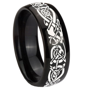 10mm Celtic Knot Dragon Dome Black Tungsten Carbide Men's Band Ring