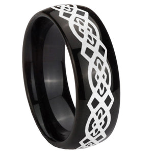 10mm Celtic Knot Dome Black Tungsten Carbide Mens Bands Ring