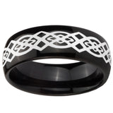 10mm Celtic Knot Dome Black Tungsten Carbide Mens Bands Ring