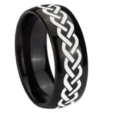 10mm Laser Celtic Knot Dome Black Tungsten Carbide Mens Anniversary Ring