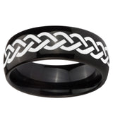 10mm Laser Celtic Knot Dome Black Tungsten Carbide Mens Anniversary Ring