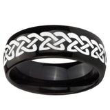 10mm Celtic Knot Love Dome Black Tungsten Carbide Mens Anniversary Ring