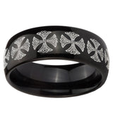 10mm Medieval Cross Dome Black Tungsten Carbide Mens Anniversary Ring