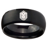10mm Chief Master Sergeant Vector Dome Brush Black Tungsten Carbide Bands Ring