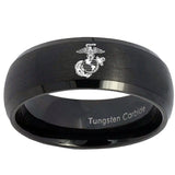 10mm Marine Dome Brush Black Tungsten Carbide Mens Wedding Ring