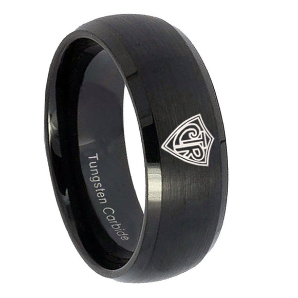 10mm CTR Dome Brush Black Tungsten Carbide Mens Anniversary Ring